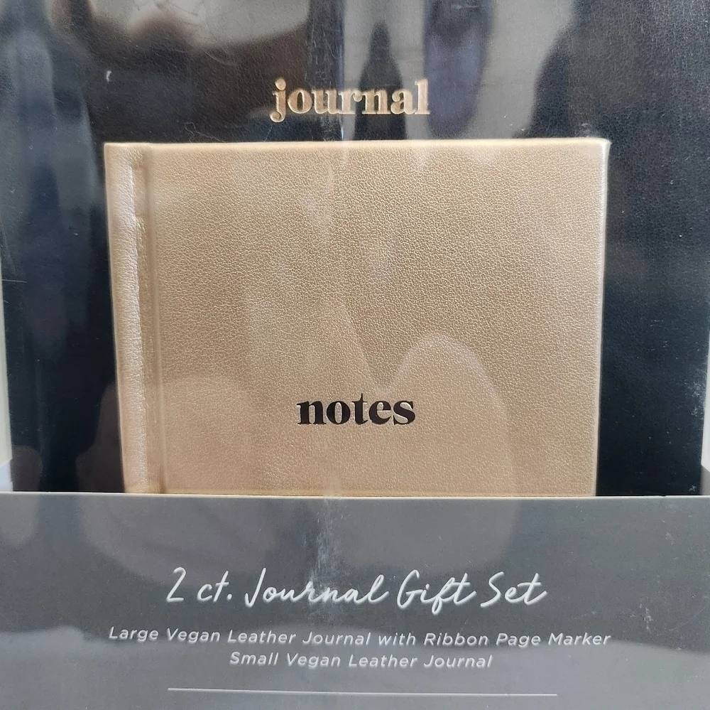 Gartner Studios Black Gold Vegan Leather Journal 2 Piece Gift Set NWT